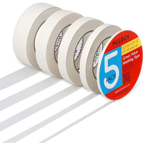 MEEDEN 5 paquetes de cinta de artista, 55 metros, sin ácido, muy adecuado para pintura, lienzo, papel, acuarela, pintura al óleo, ácido acrílico