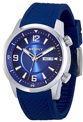 BERNY Taucheruhr für Männer Automatische mechanische Armbanduhr mit Schraubkrone 20ATM wasserdichte HV600 Härte Saphirglas Silikon Band Super leuchtende Herrenuhren
