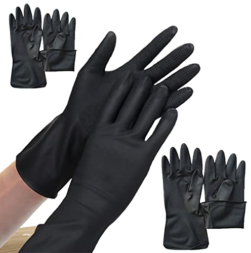 BAMFY Guantes Limpieza Limpieza for Las Tareas del Hogar 3 Pares Guantes Fregar Antideslizante Durable Y Eficaz Guantes De Cocina, Lavar Los Guantes (Color : Negro, Size : S)