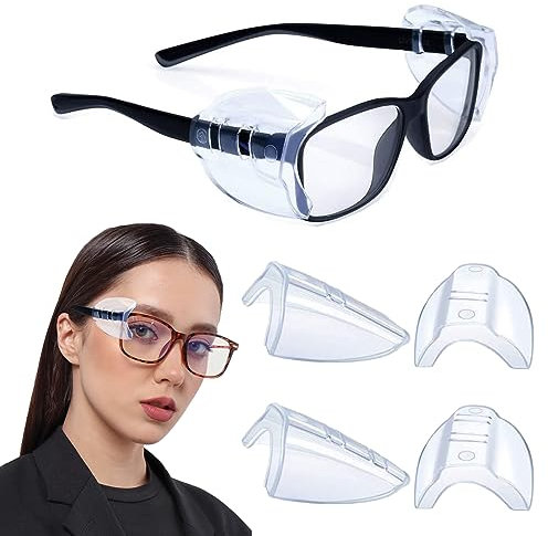 SEMINISMAR Seitenschutz Brille, Schutzbrille Seitenschilde, Transparente Seitenschutzbrille, Anti-UV Schutz, Flexibler Aufsteckschutz, 2 Paar