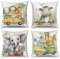 ASDCXZ Kinder Kissenbezug 40x40 cm 4er Set, Niedlich Tier Elefant Nilpferd Löwe Giraffe Sofa Dekokissen Kissenbezüge Kissenhülle Waschbar Polyester Flachs Textil Outdoor Kopfkissenbezug Kissen Bezug