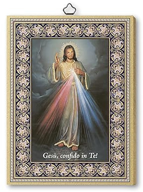 Fratelli Bonella | Quadro Sacro su legno MDF di pioppo 6mm di Gesù Misericordioso f.to 15x20 cm | Made in Italy