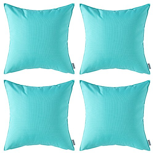 MIULEE 4er Set Outdoor Kissenbezug wasserdichte Kissenbezüge Sofakissen Dekorativ Couchkissen Wetterfeste Kissenhülle Zierkissen Bezug Weich für Sofa Couch Outdoor Garten Balkon 40x40 cm Hellgrün