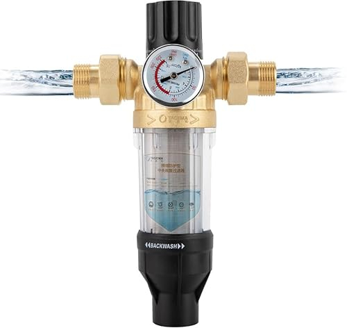 20/25 mm Latón Retrolavado Filtro de Agua, Filtro de Sedimentos, Prefiltro, Filtro de Agua Reutilizable con Indicador de presión, Limpiador de Estación de Agua Doméstica (25 mm)