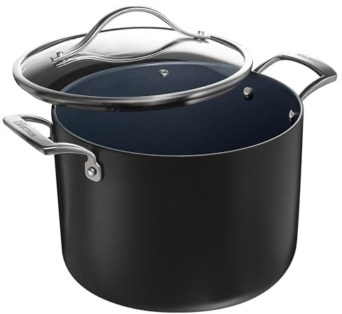 Guy Fieri's Flavortown Laser Titanium 8-Quart Stock Pot with Lid - Non-stick Cookware Without PFAS, PTFE, or PFOA, 3x More Durable, Dishwasher Safe, Oven Safe