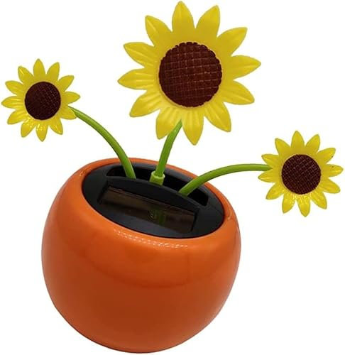 Fiore danzante a energia solare giallo, regalo decorativo, giocattolo oscillante ballerina, nessuna batteria richiesta, giocattolo decorativo per auto per bambini, girasole (girasole)
