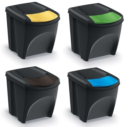 rg-vertrieb Mülleimer Abfalleimer Mülltrennsystem 100L - 4x25L Behälter Sorti Box Müllsortierer 3 Farben (Anthrazit)