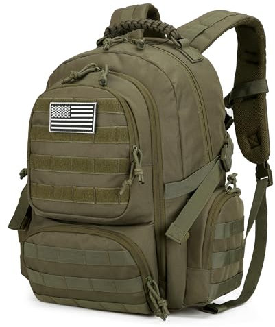 W WINTMING 30L Military Tactical Backpack for Men 3 day Assault Pack Molle Daypack Army Hiking Rucksack (Army Green)