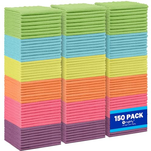 Orighty Lot de 150 chiffons de nettoyage en microfibre très absorbants, non pelucheux pour usage multiple, chiffons de nettoyage puissants pour la maison, la cuisine, l'entretien de la voiture (30,5 x