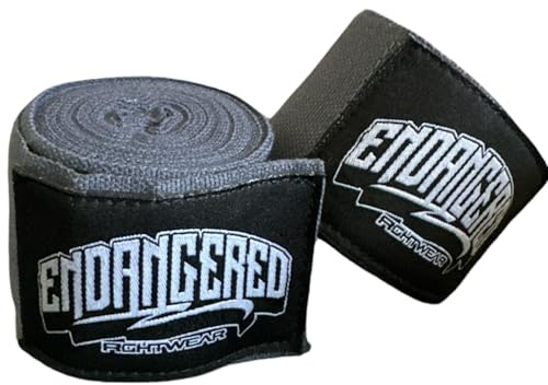 Endangered Fightwear - Par de vendas de boxeo grises (4,57 m) para hombres y mujeres en MMA, Muay Thai, Sparring y Kickboxing, protección intensa de entrenamiento, 7 colores