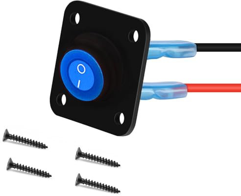 RUNCCI-YUN 12V-24V interrupteur a bascule, LED Interrupteur à Bascule Rond,1Gangs,Étanche DC12V-24V 20A SPST Rond Panneau de commutation 12V pour Voiture, Camion, Voitures de Course, Marine(bleu）