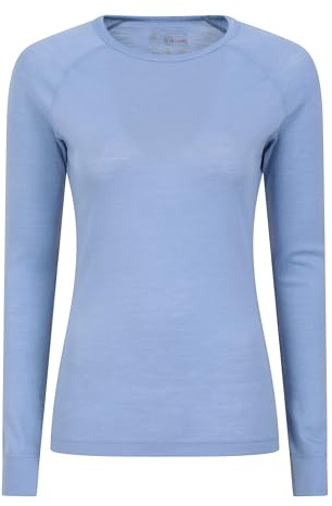 Mountain Warehouse Haut thermique en laine mérinos à col rond pour femme, bleu, 50 grande taille