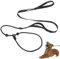 Slip Lead for Dogs, Dog Slip Collar Anti-Choking, Double Handle Dog Lead with Soft Foam Padded & Climbing-Grade Nylon Rope, Training Leash (Black 1.7m)
