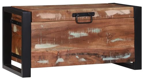 vidaXL baúl rústico de Madera reciclada | Baúl de Interior Duradero Multicolor Dimensiones: 60 X 30 cm Ideal para organizar Sala o Dormitorio Soluciones multifuncionales