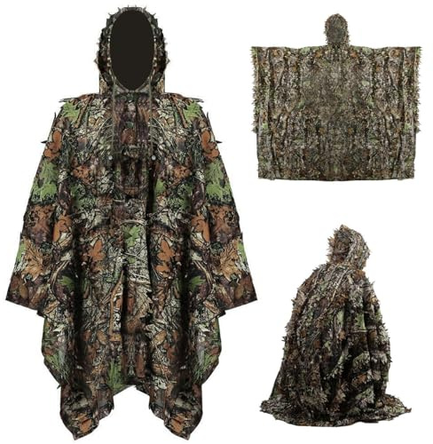 Pesoncarl Ghillie Suit Thermal Camouflage Cloak, Costume à feuilles 3D pour la chasse aux vêtements de chasse légers de dinde pour le tournage Observer la faune