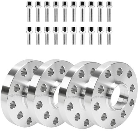 GEARMONSTER 4x Spurverbreiterung 15mm & 20mm Distanzscheiben Set LK: 5x100+5x112mm NLB:57.1mm Spurverbreiterungen mit 20 Stück Radschrauben M14x1.5 40/45mm für VW Golf