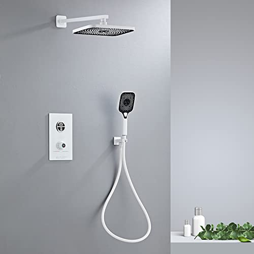 Robinet de doucheensemble mélangeur Douche thermostatique dissimulé, Pomme Douche à Effet Pluie et Ensemble tuyaux