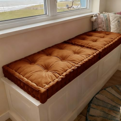 WLXFF Cojin para Banco Jardin/Exterior/Interior, cojín de sofá para Interiores, Cojines de Silla, Ribete y diseño de botón copetudo, fácil de Limpiar, Cojín de Suelo Sencillo con asa,No2,180x40cm