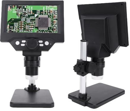 Oreilet Microscopio Electrónico Digital, Pantalla HD 5,5 Lupa Moneda con Aumento 1080P 1000X, 8 Luces LED Ajustables, para Reparación Operativo, Enseñanza,