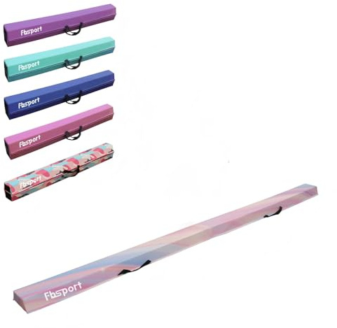 FBSPORT Gymnastics Beam 240cm 8ft PU Leather, Folding Balance Beam Gymnastics Equipment for Home Girls Kids Adults Training, with Carry Handles Anti-Slip Base