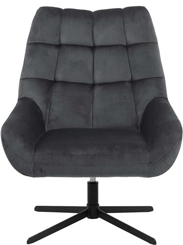 Emob Madrid - Grau, Fein, Drehstuhl, Stuhl, Wohnzimmer, Entspannen, Rollend, Samt