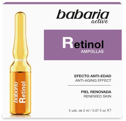 Babaria - Retinol Ampollas Antiedad Procollagen, Piel Renovada, Firme y Elástica, con Vitamin A Premium, Apto para Todo Tipo de Pieles, Incluso Sensibles - 5 Uds de 2 ml