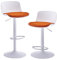 Kidol & Shellder Barhocker 2er Set Esszimmerstuhl Weiß Orange Fleece Teddy Sitzkissen Drehbar Höhenverstellbar aus Metall Kunststoff Haus Küche Bistro