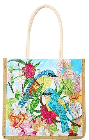 Återanvändbar shoppingväska DIY diamantmålning shoppingväska med handtag vikbar canvasväska diamantmålning kit axelväska dam handväskor för kvinnor flickor