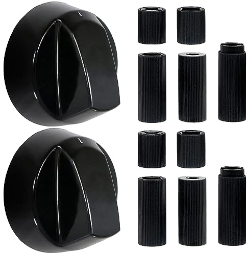 2 uds Manija perillas mando Universal para Horno Incluye 10 Adaptador,Perillas de Control para todas las Marcas de Horno,Placa de Cocción y Cocina,Mandos Cocina Gas Botones de Interruptor-Negro