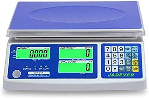 Báscula digital de cocina, báscula electrónica de alta precisión, conteo de peso inteligente, plataforma digital industrial de acero inoxidable con función LCD de tara cero (color: blanco, tamaño: 33.