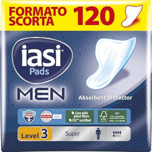 IASI Men Super Level 3, Einlagen für leichten bis mittelschweren Harnverlust bei Männern, 120 Stück