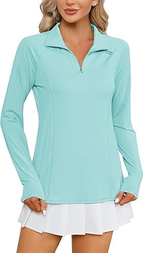 IECCP Maglia da donna UPF 50, protezione UV, a maniche lunghe, per attività all'aria aperta, per escursioni, safari, traspirante, Quick Dry, verde, M