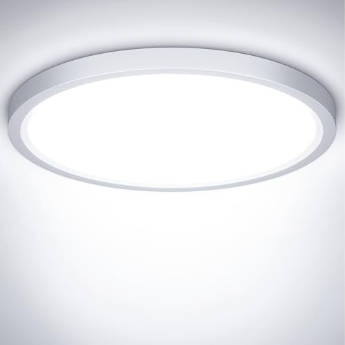NIBSHOOM Plafonnier LED 18W, Luminaire Étanche IP44 Blanc Froid 6500K 1800LM, Lampe LED Chambre, Rond 22cm Pour Chambre à Coucher Salle De Bain Salon Cuisine Bureau