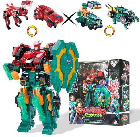 QUANTUM HEROES DINOSTER Robot trasforming 3 in 1 Raptor Chyron, 11,02 pollici, Robot giocattoli Dinosauro Transformable Giocattoli per bambini e bambine dai 5 anni in su