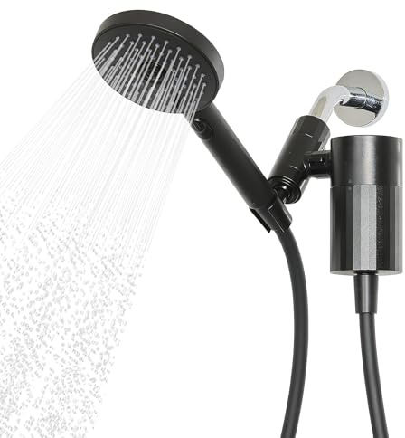 Sproos - Handheld Showerhead with Filter Set, High Performance Filtration System for Healthier Hair and Skin, Extra Long 70 Inch Hose, 3 Customized Spray Functions, Black