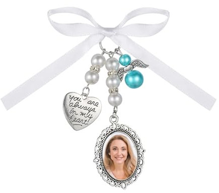 Teaaha Memorial Colgante Ramo de Novia, Ramo de Boda Foto Encanto, Ramo de Novia Personalizado, Ramo de Recuerdo, Ramo de Novia Memorial Regalo para Bodas y Aniversarios