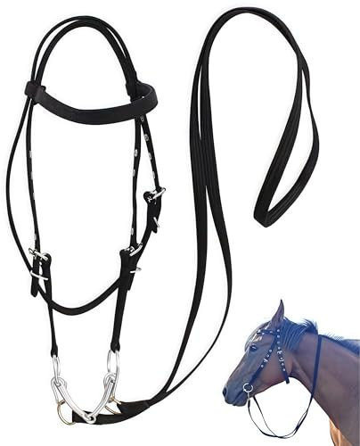 Zaumzeug Zaumzeug Halstecher für Pferde-Trainingszubehör Halfter Trainingszüge, geeignet für Ponys mit einer Schulterhöhe von 0,9-1,3 m, schwarz