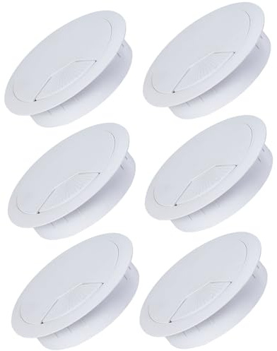 Passe-câbles pour bureau - Blanc - Avec scie cloche de 80 mm - 6 pièces