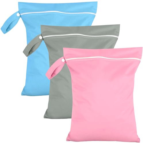 Jortmrd 3 Pezzi Sacchetti Impermeabili da Viaggio 40 x 30cm Sacca Impermeabile Piscina Wet Bag con Cerniera Sacchi da Biancheria Sporca Riutilizzabile Sacchetti Organizer per Palestra Costume da Bagno