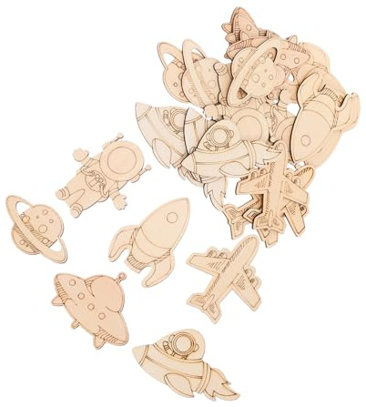 Generico 24 Pezzi Di Trucioli Di Legno Con Astronauta Spaziale Fai Da Te Decorazioni Natalizie Decorazioni Di Halloween Artigianato Natalizio Fai Da Te Arte Spaziale Decorazione Per