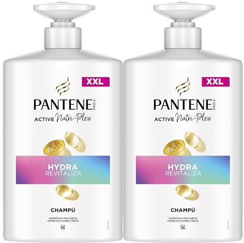 Pantene Pro-V Hydra Revitaliza Champú 2x1000ml para Pelo Normal y Seco. Nutre y Protege los Enlaces.Sin Aceites Minerales Tecnología Active Nutri-Plex