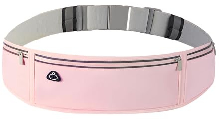 Running Belt with Bottle Holder for Women and Men,Reflective Waist Pack Running Belt, Run ning Belt with Water Bottle Holder Run ning Waist Belt Waist Pack for Running Hiking Travel(Pink)