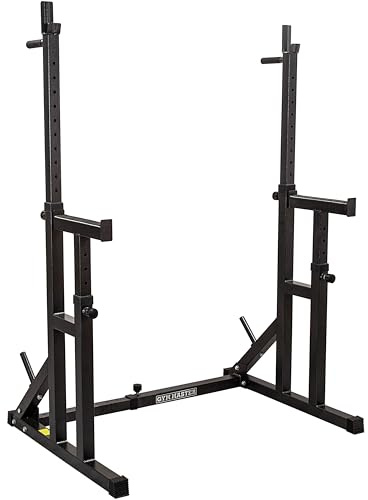 GYM MASTER Fully Adjustable Heavy Duty Squat & Bench Press Rack With Multi Position Spotter, Dip Bars & Weight Plate Holders