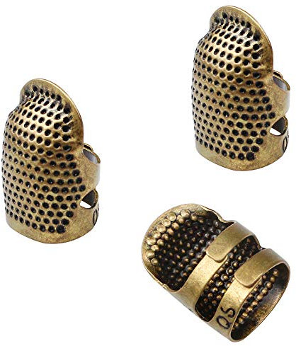 oupados 3 Stück Verstellbar Rutschfest Kupfer Fingerhut Nähen Fingerhut Fingerhut Ring Nähwerkzeug Kit- Mittlere Größe