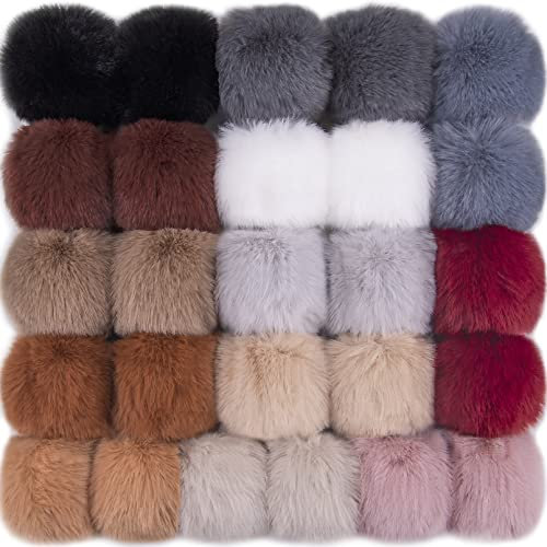 BQTQ 26 Stück Bommel für Mütze, Kunstfell Pompon Kunstfell Bommel Fellbommel für Mützen Tasche, 13 Farben