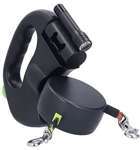 Luqeeg Einziehbare Doppelleine für Hunde, 10 Fuß, Schwarz, Medium