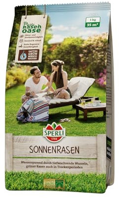 SPERLI Graines de gazon solaire 1 kg pour 35 m² – Graines de gazon pour endroits secs, tolérant à la chaleur et à la sécheresse, germination rapide, pour gazon vert pendant les périodes sèches