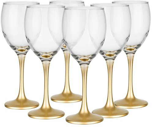 Glasmark KROSNO 1992 Juego De 6 Copas De Vino De 0,3 L Vino Tinto Y Blanco Aptas Para Lavavajillas Transparente Oro 6 x 300ml