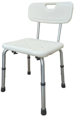 Silla de Ducha para Personas Mayores y Movilidad Reducida | Asiento Regulable en Altura con Respaldo | Taburete de Baño Antideslizante | Silla Ortopédica para Ducha y Bañera | hasta 100 kg