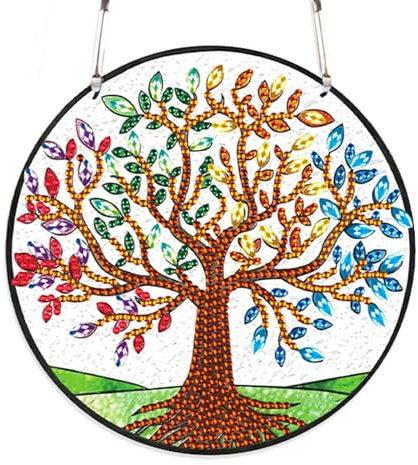 SHEGZHUC Diamond Painting Ciondolo acchiappasole Diamond Painting Ornamenti Diamante Pittura Arte Ricamo Punto Croce Regalo Finestra Porta di Casa Da Appendere Decorazione || Albero della Vita